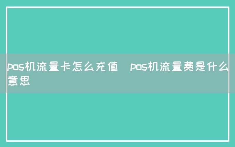 pos机流量卡怎么充值(pos机流量费是什么意思)