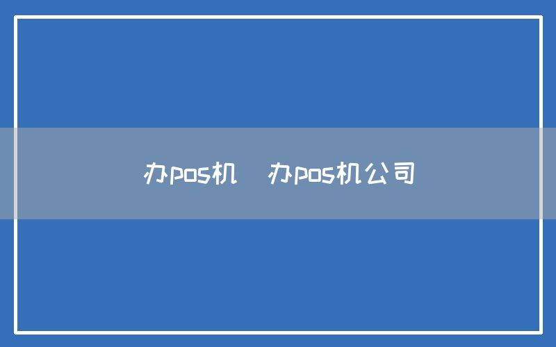 办pos机(办pos机公司)