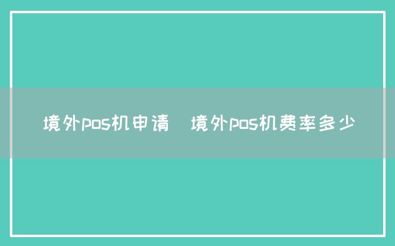 境外pos机申请(境外pos机费率多少)