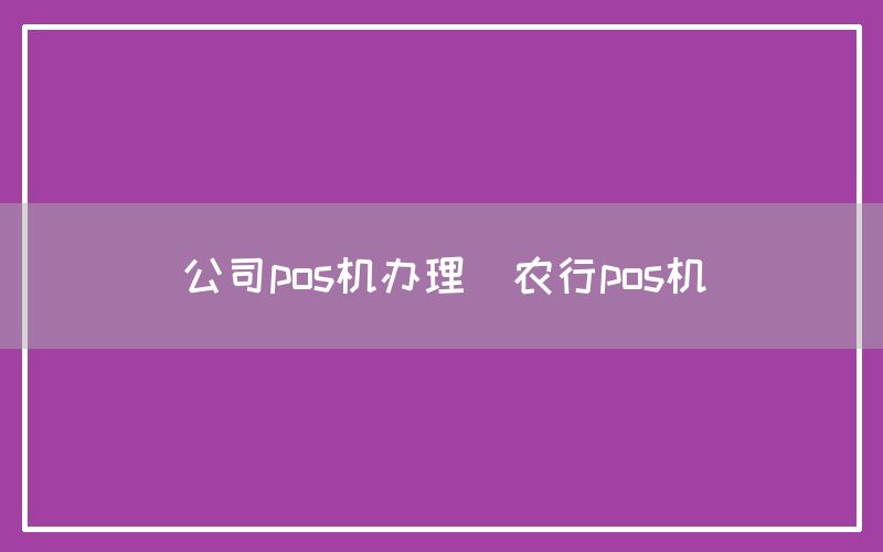 公司pos机办理(农行pos机)