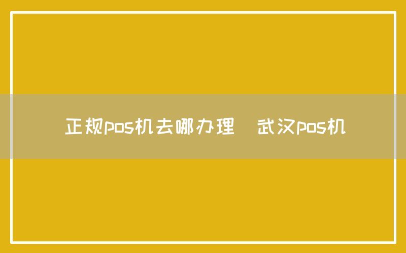 正规pos机去哪办理(武汉pos机)