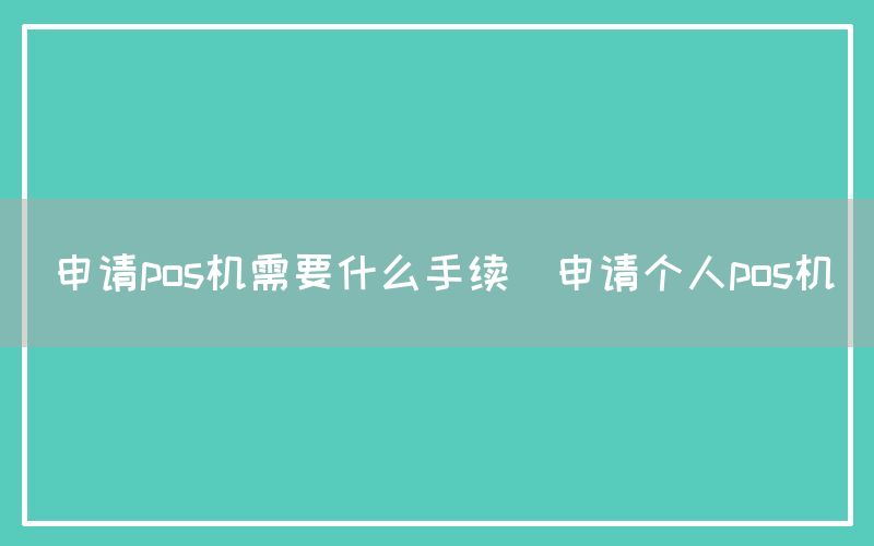 申请pos机需要什么手续(申请个人pos机)