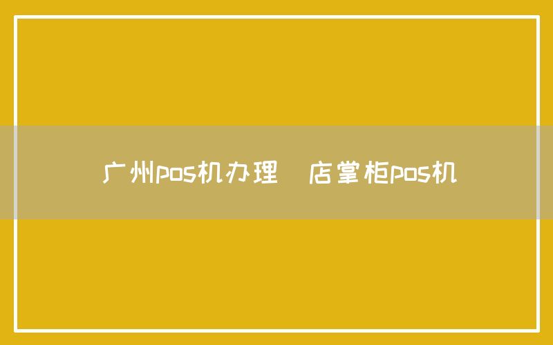 广州pos机办理(店掌柜pos机)