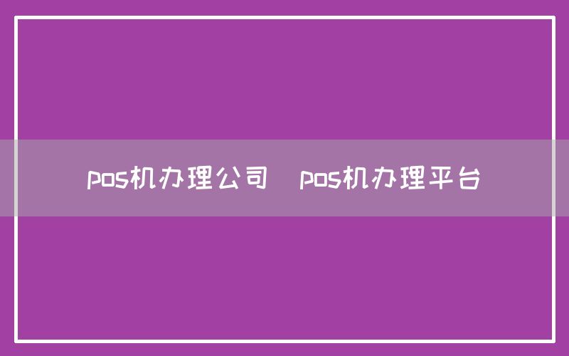 pos机办理公司(pos机办理平台)