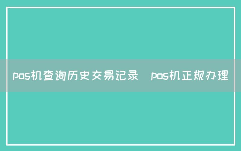 pos机查询历史交易记录(pos机正规办理)