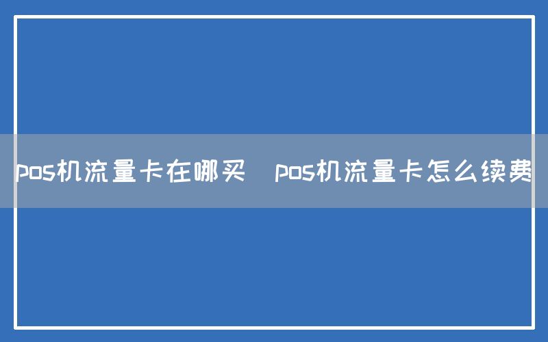 pos机流量卡在哪买(pos机流量卡怎么续费)