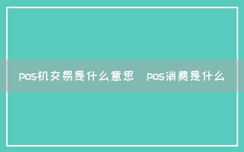 pos机交易是什么意思(pos消费是什么)