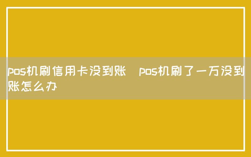 pos机刷信用卡没到账(pos机刷了一万没到账怎么办)