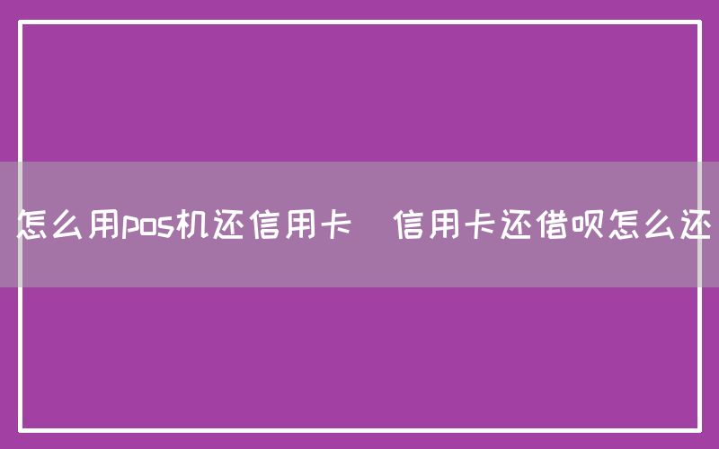 怎么用pos机还信用卡(信用卡还借呗怎么还)