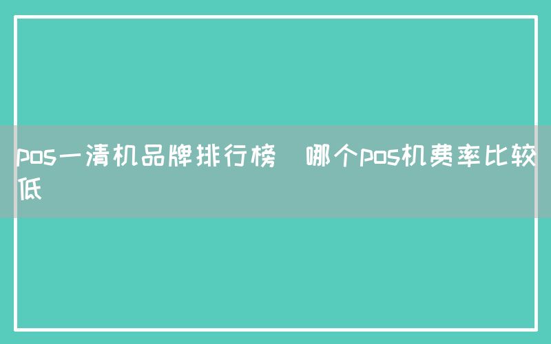 pos一清机品牌排行榜(哪个pos机费率比较低)