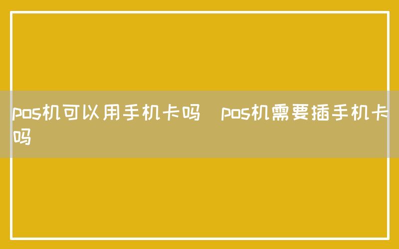 pos机可以用手机卡吗(pos机需要插手机卡吗)