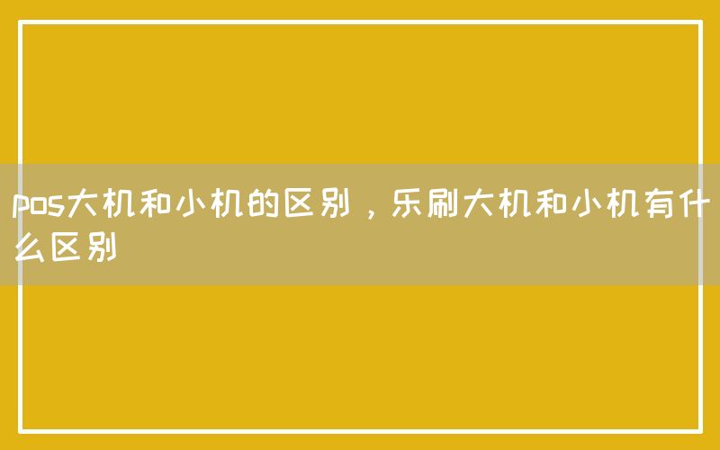 pos大机和小机的区别，乐刷大机和小机有什么区别