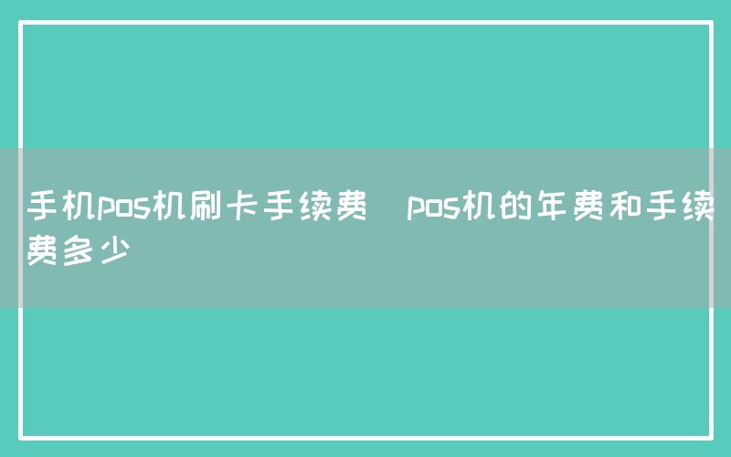 手机pos机刷卡手续费(pos机的年费和手续费多少)