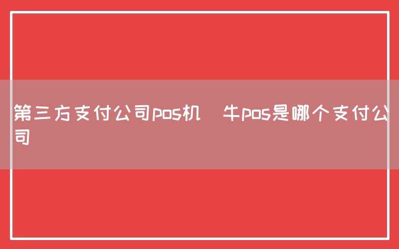 第三方支付公司pos机(牛pos是哪个支付公司)