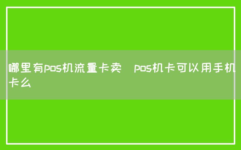 哪里有pos机流量卡卖(pos机卡可以用手机卡么)