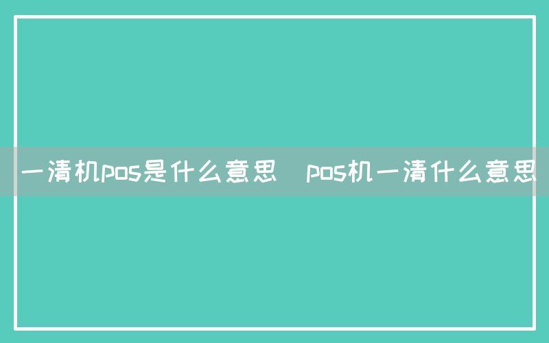 一清机pos是什么意思(pos机一清什么意思)