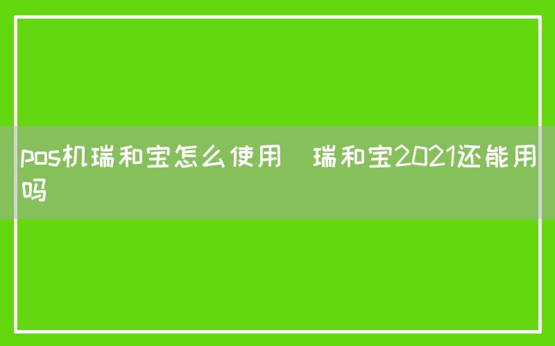 pos机瑞和宝怎么使用(瑞和宝2021还能用吗)