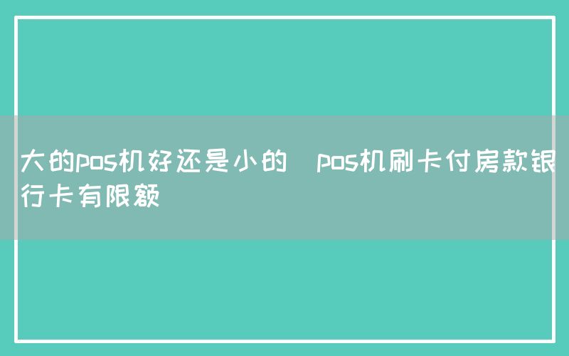 大的pos机好还是小的(pos机刷卡付房款银行卡有限额)