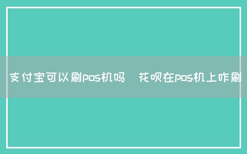 支付宝可以刷pos机吗(花呗在pos机上咋刷)