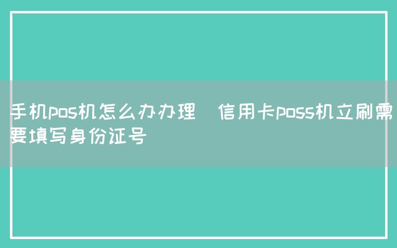 手机pos机怎么办办理(信用卡poss机立刷需要填写身份证号)