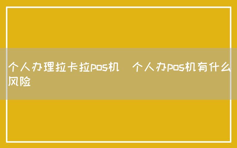 个人办理拉卡拉pos机(个人办pos机有什么风险)