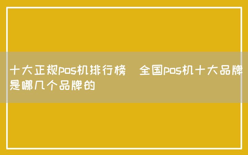 十大正规pos机排行榜(全国pos机十大品牌是哪几个品牌的)