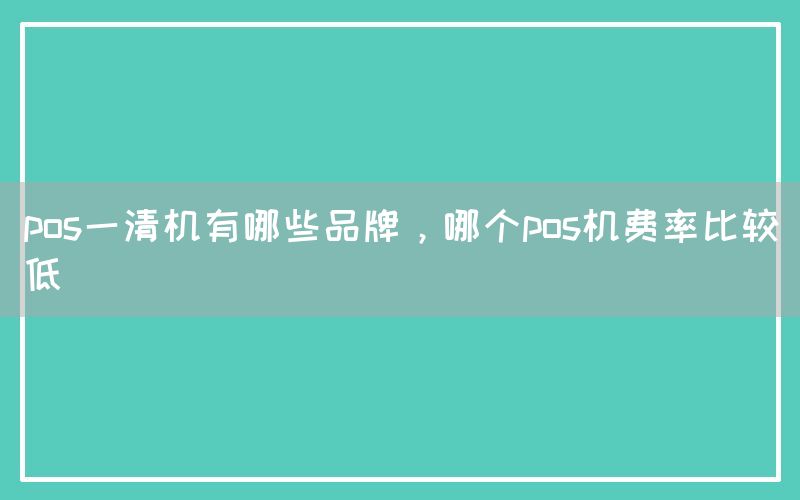 pos一清机有哪些品牌，哪个pos机费率比较低