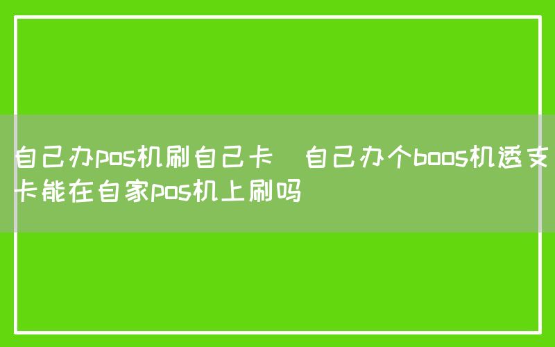 自己办pos机刷自己卡(自己办个boos机透支卡能在自家pos机上刷吗)