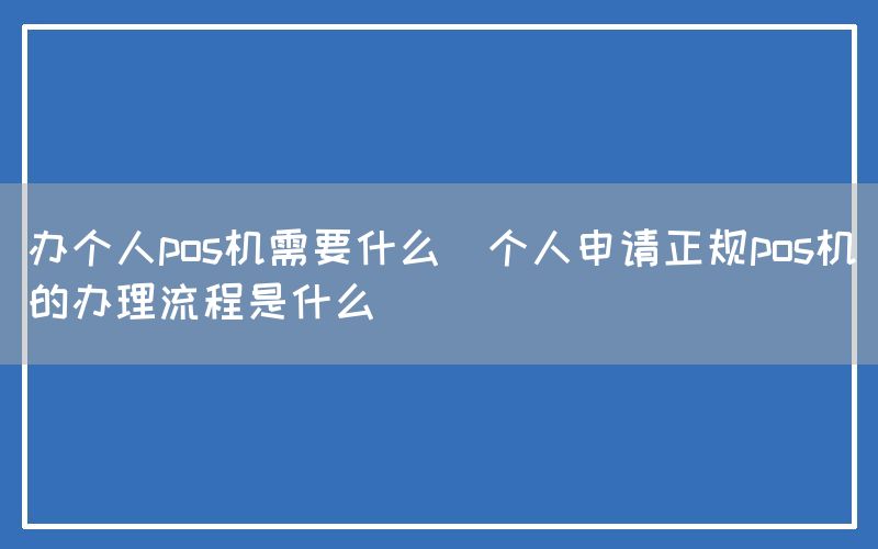 办个人pos机需要什么(个人申请正规pos机的办理流程是什么)