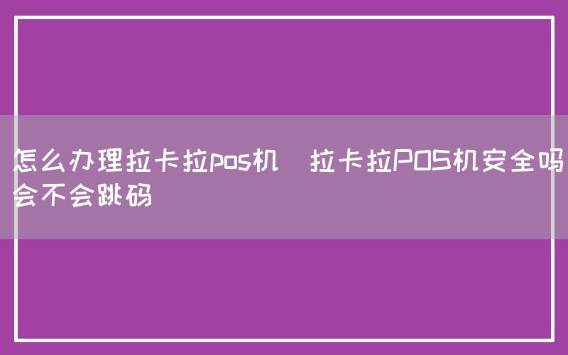 怎么办理拉卡拉pos机(拉卡拉POS机安全吗会不会跳码)