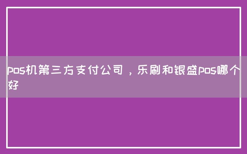 pos机第三方支付公司，乐刷和银盛pos哪个好