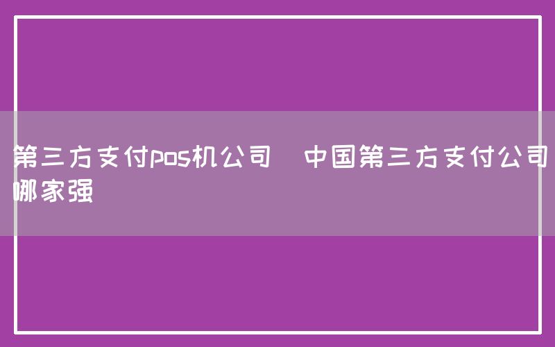 第三方支付pos机公司(中国第三方支付公司哪家强)